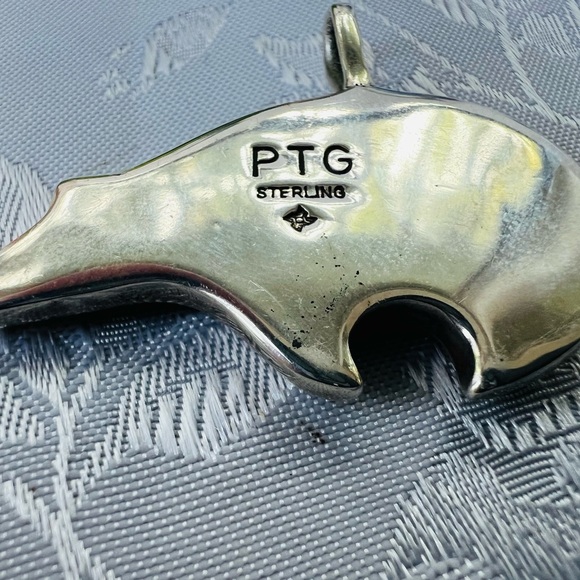 Phillip Guerro PTG Navajo Medicine Bear Silver Inlay Pendant 13.5 g Estate - Picture 4 of 5